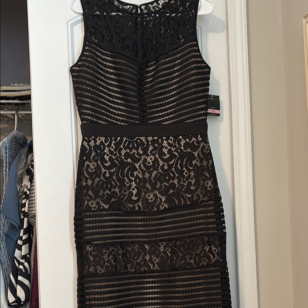 Gabby Skye Black Sleeveless Sheath Dress for Cocktail